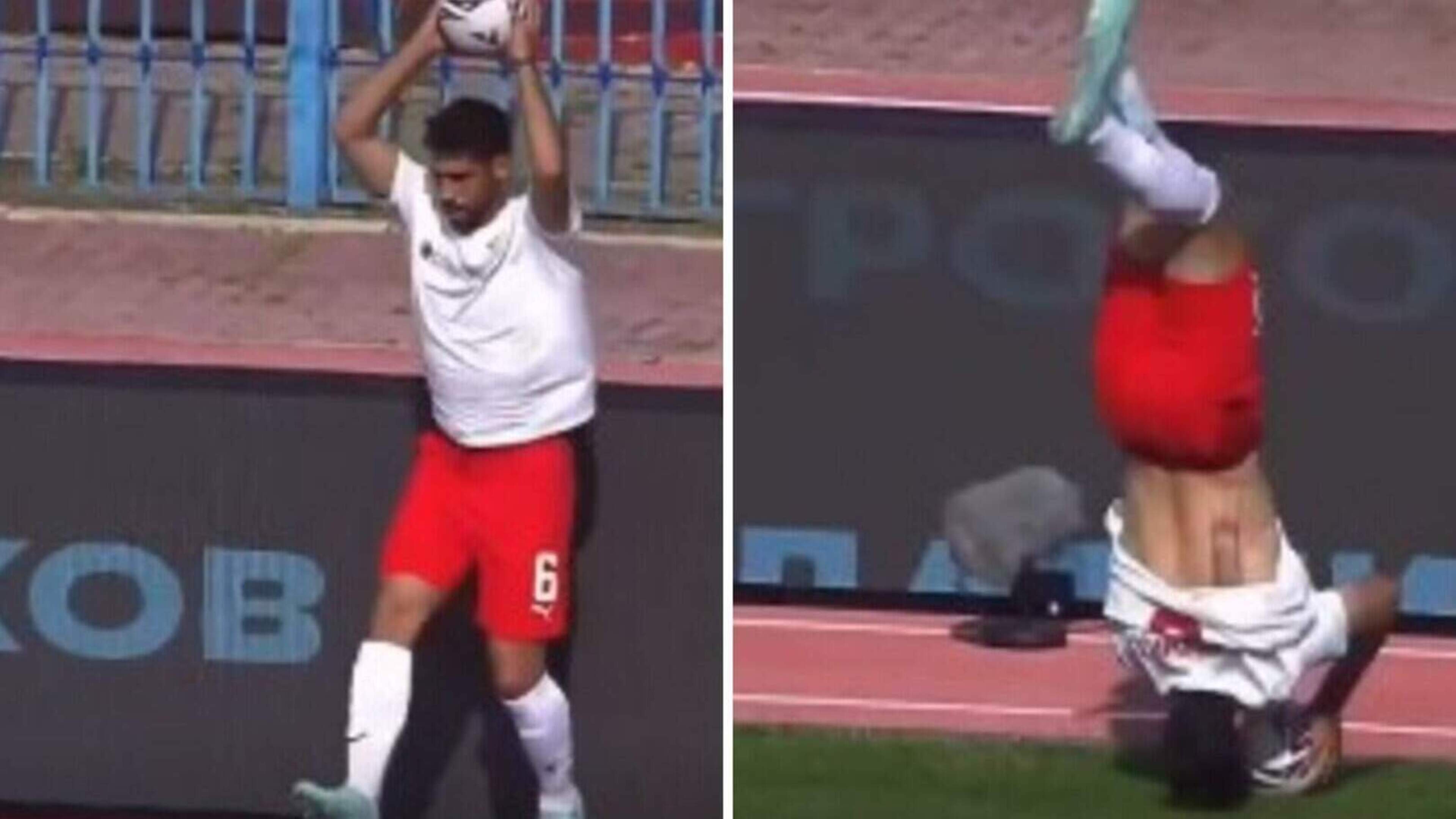 Nu al de mooiste assist van het seizoen? Iraniër maakt handstand op de bal en verrast met acrobatische inworp